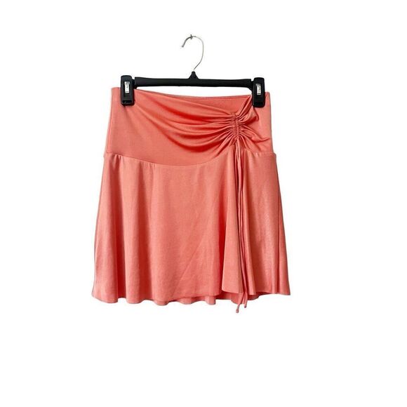 Free People Who’s That Burnt Coral Ruched Mini Skirt - Picture 2 of 6